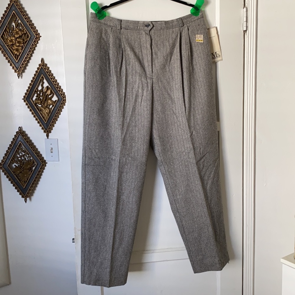 NWT Vintage 1980s Ms Russ Togs Vintage Chevron Plus Size Wool Trousers 22W